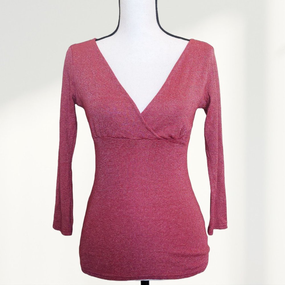 90s Vintage Michael Stars metallic Ruby Red Top